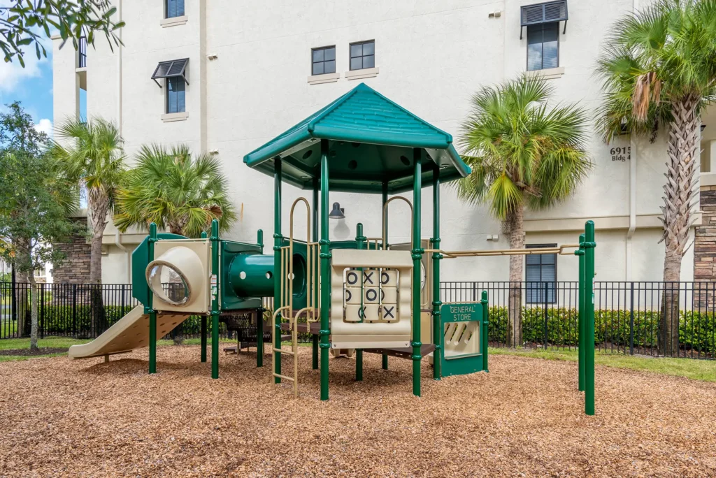 Young kids' playground with slide and climbing